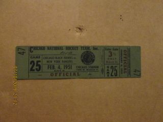 Nhl Chicago Black Hawks Vintage Feb.  4,  1951 Vs Ny Rangers Full Game Hockey Ticket