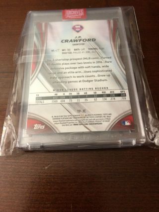 2019 Topps Archives Signature Series J.  P.  Crawford Phillies Bowman Auto 1/1 Rare 4