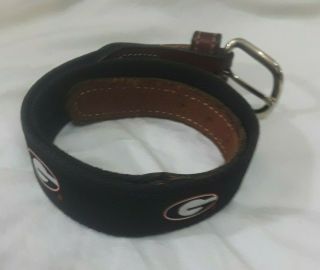 University Of Georgia Uga Dawgs Black Red Leather Strap Belt Youth Size 22