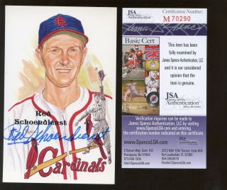 1989 Perez Steele Baseball Postcard Red Schoendienst Autographed Jsa Cert