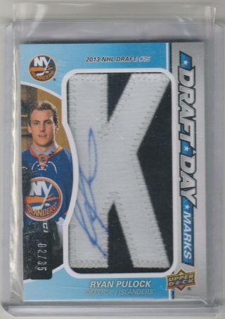 2016 17 Sp Game Draft Day Marks Patch Auto Rc 2/35 Ryan Pulock Islanders