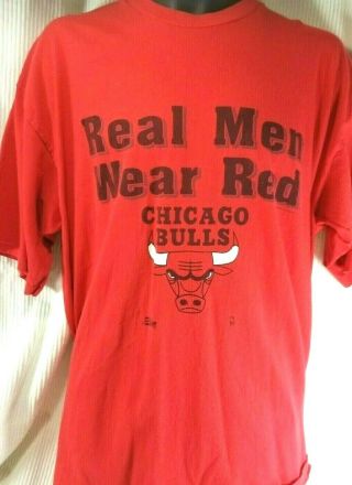 Vtg 1991 Real Men Wear Red Chicago Bulls Salem Sportswear T Shirt Mens Xl Nba