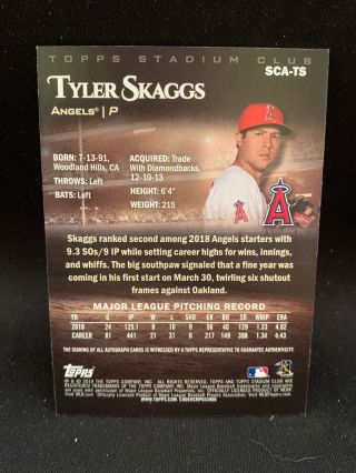 2019 Topps Stadium Club Tyler Skaggs Auto Angels Card Autograph SCA - TS 2