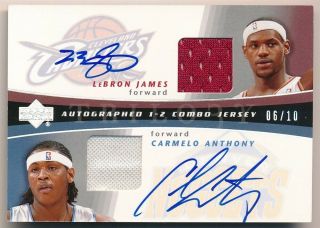 Lebron James Carmelo Anthony 2004/05 Ud Trilogy Dual Autograph Jersey Auto 6/10