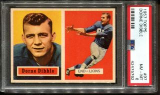 1957 Topps Football 97 Dorne Dibble Psa 8,  Centered Detroit Lions