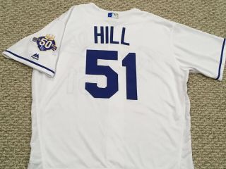 Tim Hill Size 46 51 2018 Kansas City Royals Game Jersey Issued 50 Yrs Patch