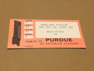 Ohio State Vs.  Purdue 2000 Football Ticket Stub