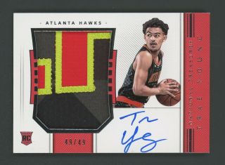 2018 - 19 National Treasures Trae Young Hawks Rpa Rc 4 - Color Patch Auto 49/49