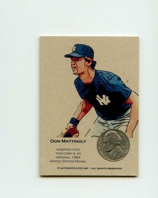 Don Mattingly Yankees 1984 Nickel Insert Thick Trade Card Rare