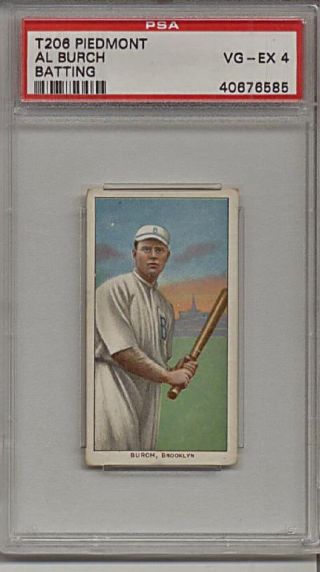 T206 1909 - 11 Piedmont 150 Al Burch Baseball Card Brooklyn Psa 4 Vg - Ex Rare Grade