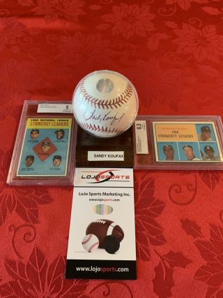 Sandy Koufax Autographed Baseball W/coa And Two Cards