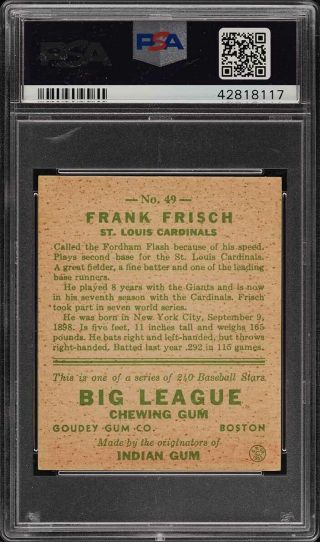 1933 Goudey Frankie Frisch 49 PSA 7 NRMT (PWCC) 2