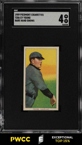 1909 - 11 T206 Cy Young Cleveland,  Bare Hand Shows Sgc 4 Vgex (pwcc - E)