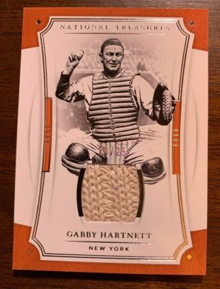2017 Panini National Treasures Gabby Hartnett 76 Game Worn Jersey Relic 20/25