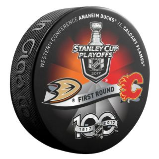 2017 Anaheim Ducks Vs Calgary Flames Stanley Cup Playoff Hockey Puck