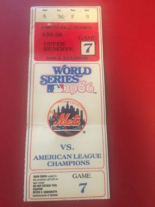 1986 World Series Ticket Stubs - Mets Game 7 Red Sox