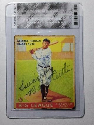 Autographed 1933 Goudey Babe Ruth 144 York Yankees