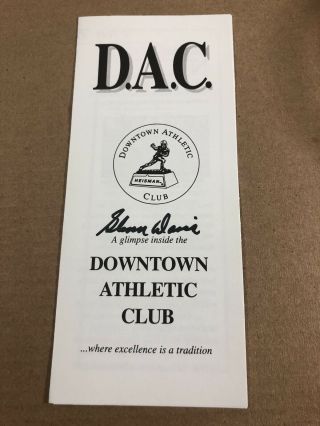 Glenn Davis Signed Autographed Downtown Athletics Club Heisman Pamphlet