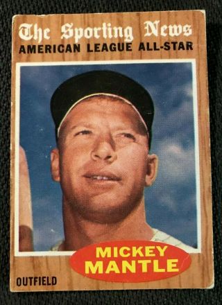 1962 Topps Set Break 471 Mickey Mantle York Yankees All - Star Card