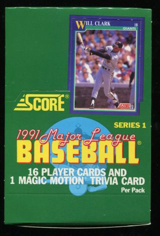 1991 Score Baseball Series 1 Wax Box 36 Packs