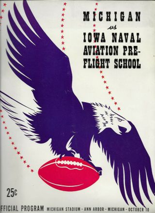Oct.  10,  1942 University Of Michigan Vs.  Iowa Naval Seahawks Football Program
