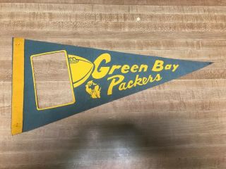1960s Vintage Green Bay Packers Pennant Nfl 19 1/2” X 9” With Photo Cutout