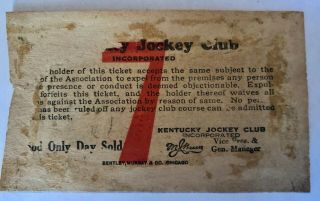 1926 Kentucky Derby ticket stub Churchill Downs 2