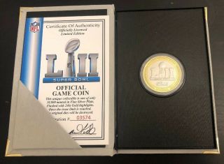 Bowl 52 Official Game Coin England Patriots Philadelphia Eagles Li Nfl