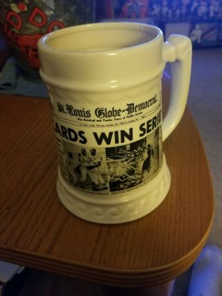 Vintage St Louis Cardinals Beer Stein Mug 1964 St Louis Globe - Democrat Headline