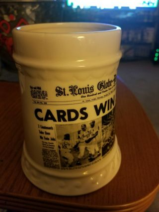 Vintage St Louis Cardinals Beer Stein Mug 1964 St Louis globe - democrat headline 2