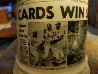 Vintage St Louis Cardinals Beer Stein Mug 1964 St Louis globe - democrat headline 5