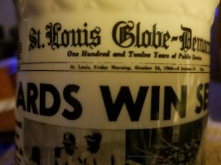 Vintage St Louis Cardinals Beer Stein Mug 1964 St Louis globe - democrat headline 6