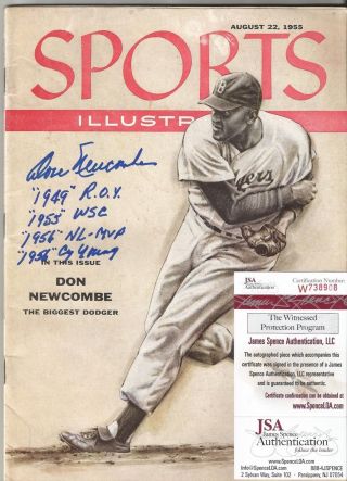 Don Newcombe Signed Sports Illustrated Brooklyn Dodgers No Label W/stats Jsa