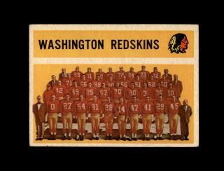 1960 Topps Football 132 Washington Redskins Team Ex