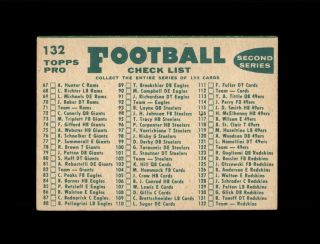 1960 Topps Football 132 Washington Redskins team EX 2