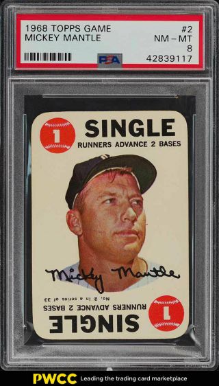 1968 Topps Game Mickey Mantle 2 Psa 8 Nm - Mt (pwcc)