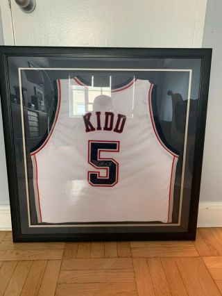 Framed Jason Kidd Signed Autographed Nets White Jersey
