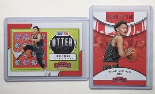 2018 - 19 Contenders Trae Young Lottery Ticket & Rookie Of The Year Inserts Hawks