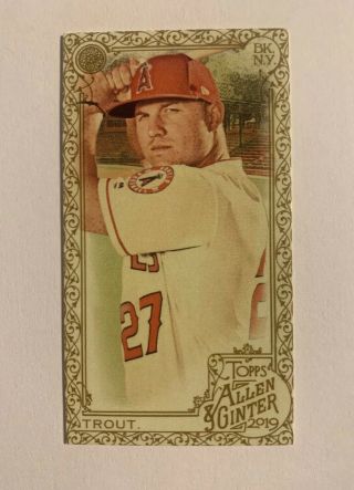 2019 Mike Trout Topps Allen & Ginter Gold Border Mini 10 Ssp Angels Image Sp