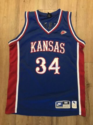Nike Kansas Jayhawks Paul Pierce 34 Basketball Jersey 1995 Retro Blue Medium