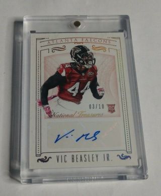 R17,  179 - Vic Beasley - 2015 National Treasures - Rc Autograph - Gold - 3/10