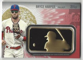 2019 Topps Baseball Card Gap - Bh Bryce Harper Batting Logo Relic Card Pink /25