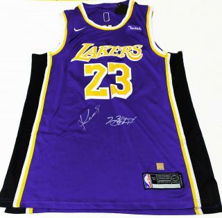No.  23 Lebron James & Kobe Bryant Autographed La Lakers Jersey With