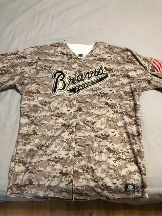 Gwinnett Braves (player Worn,  Signed) Special 4th Of July Jersey