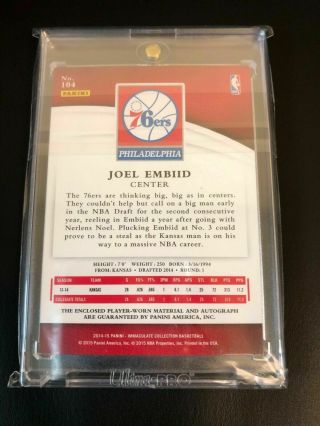 Joel Embiid 2014 - 15 Panini Immaculate RPA Acetate Patch Auto /21 Autograph 4