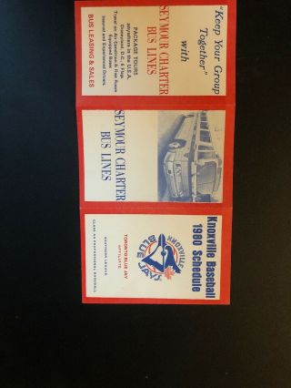 1980 Knoxville Blue Jays Minor League Baseball Pocket Schedule