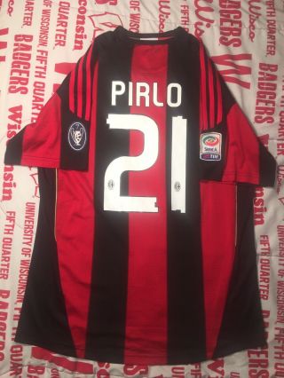 21 Pirlo Adidas Ac Milan 2010 - 2011 Home Soccer Jersey Shirt Large