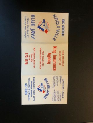 1982 Knoxville Blue Jays Minor League Baseball Pocket Schedule