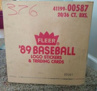 1989 Fleer Baseball Factory Wax Box Case 20 Boxes 36 Packs Each 00587