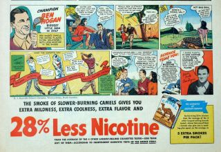 Camel Cigarettes - Ben Hogan - Golf Champion - 1941 Large Color Sunday Comic Ad